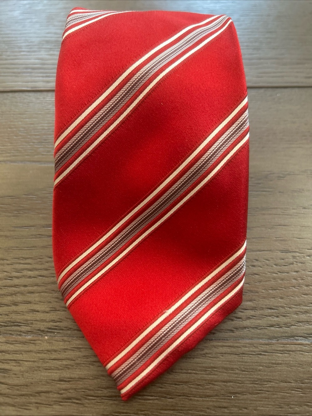 Donald J Trump Mens Tie 100% Silk Red Striped Signature Collection Gold 59x3.75